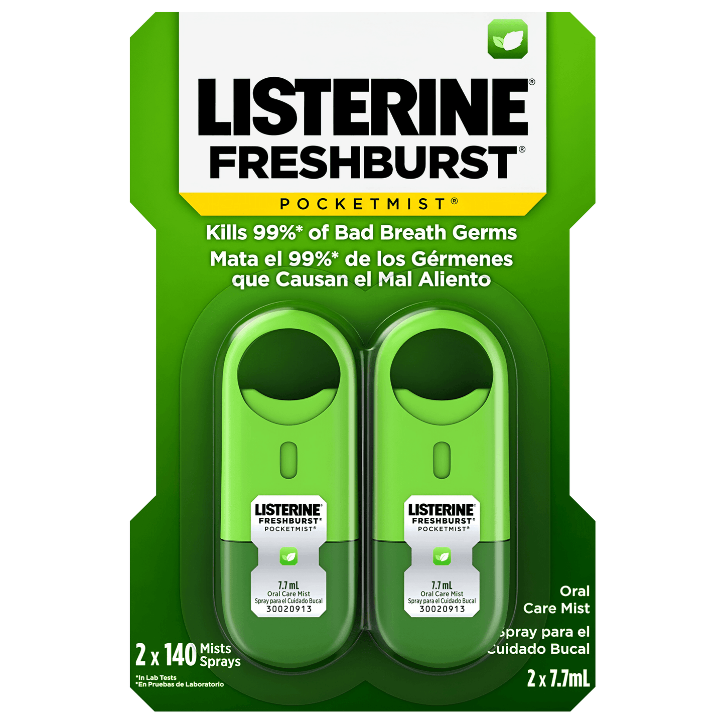 Listerine ®️ Freshburst PocketMist • Ademstrips Tegen Slechte-Adem Kiemen & Onaangename Adem • 2x7.7ml