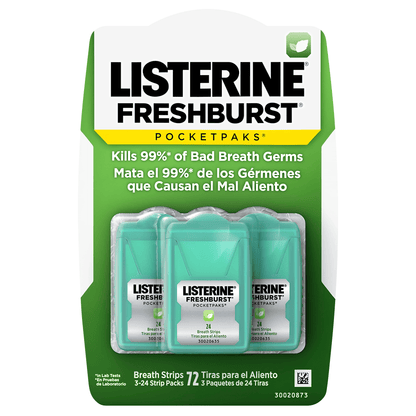 Listerine ®️ Freshburst PocketPaks • Ademstrips Tegen Slechte-Adem Kiemen & Onaangename Adem • 1x72st