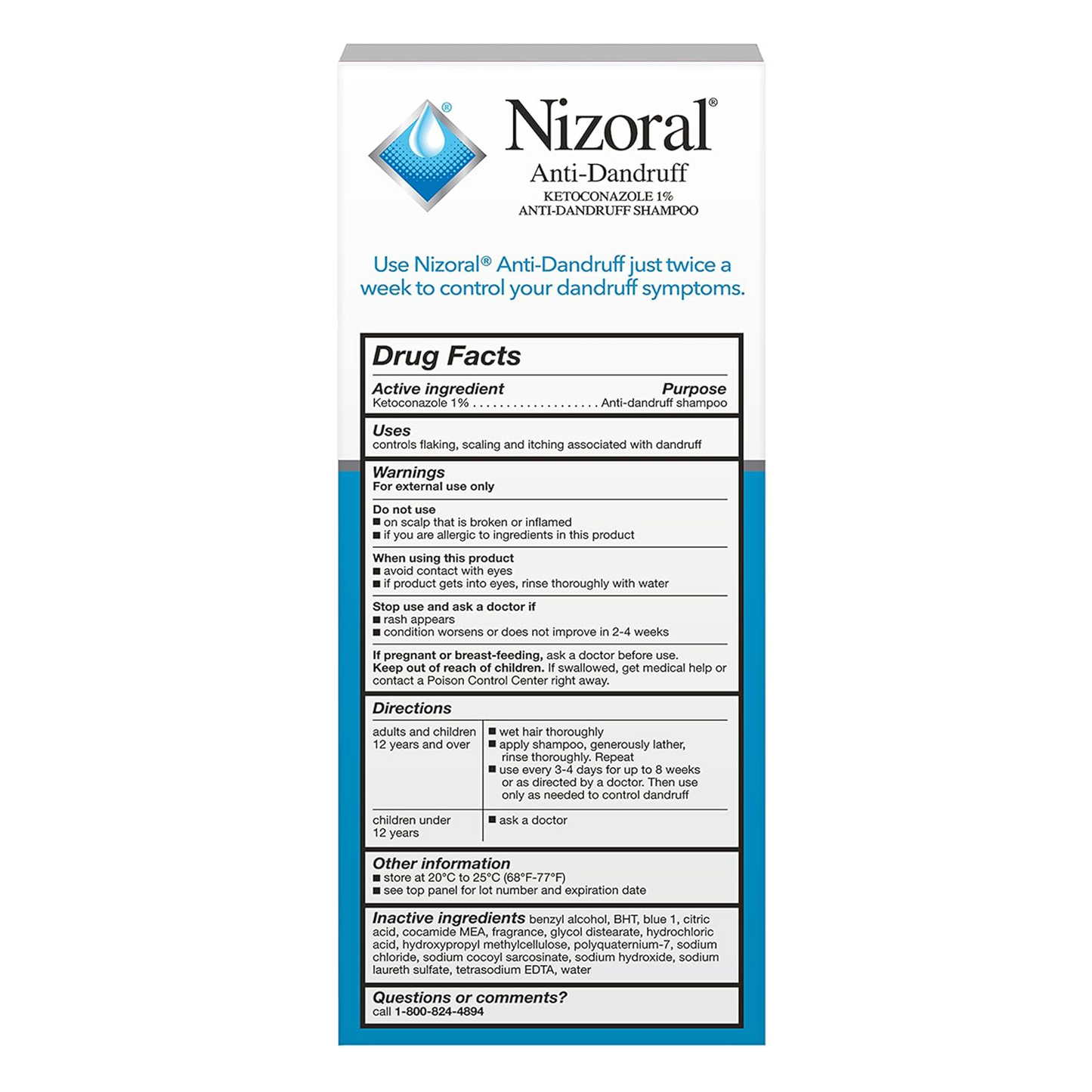 Nizoral ®️ Anti-Dandruff Ketoconazole 1% Anti-Dandruff Shampoo • Anti-Roos Shampoo Tegen Schilfers, Jeuk & Irritatie • 1x200ml